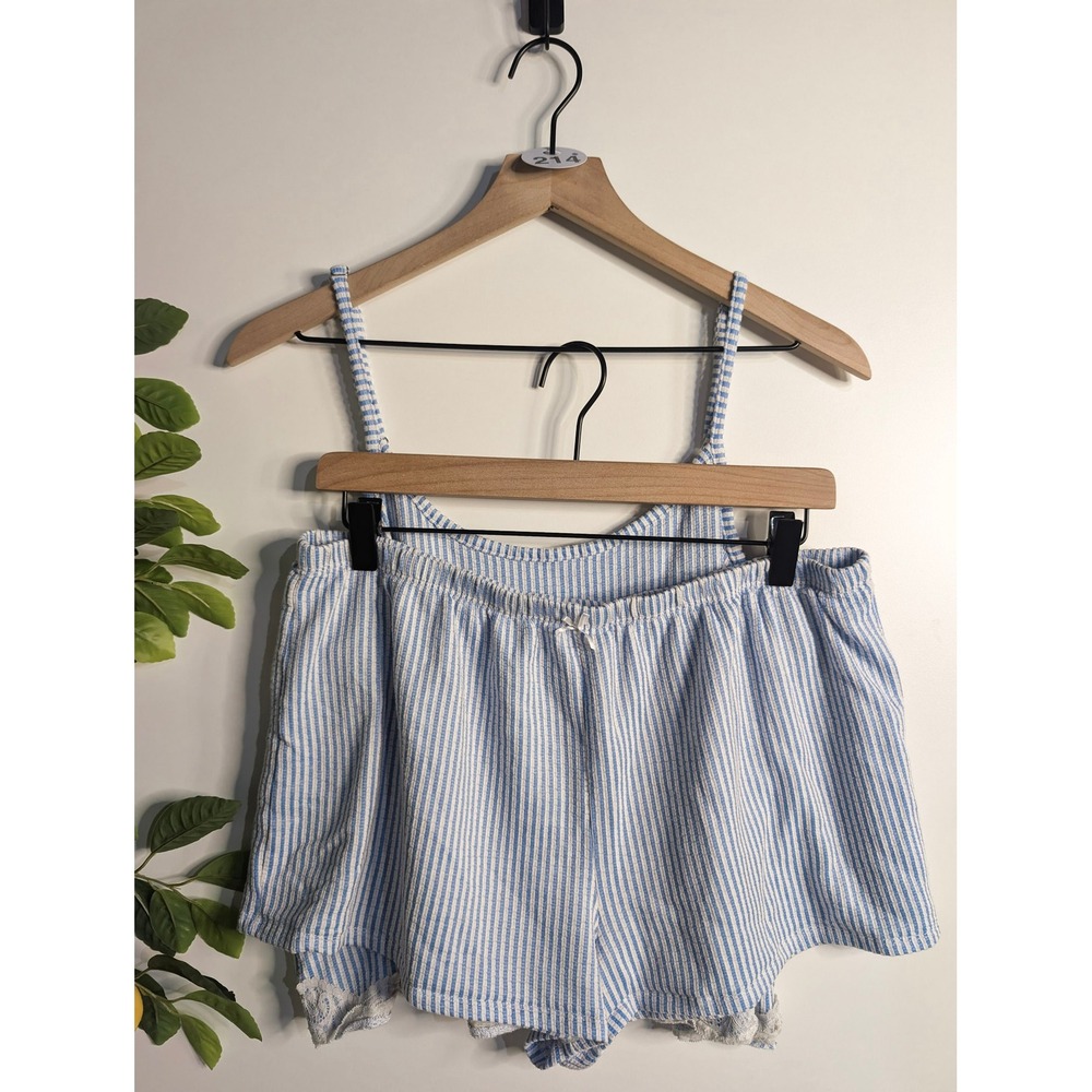 Jaclyn New York Blue and White Striped PJ Set Sz L